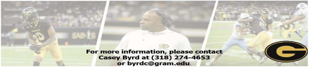 Bayou Classic Suite Experience Footer - For information, please contact Casey Byrd at (318)274-4653 or byrdc@gram.edu