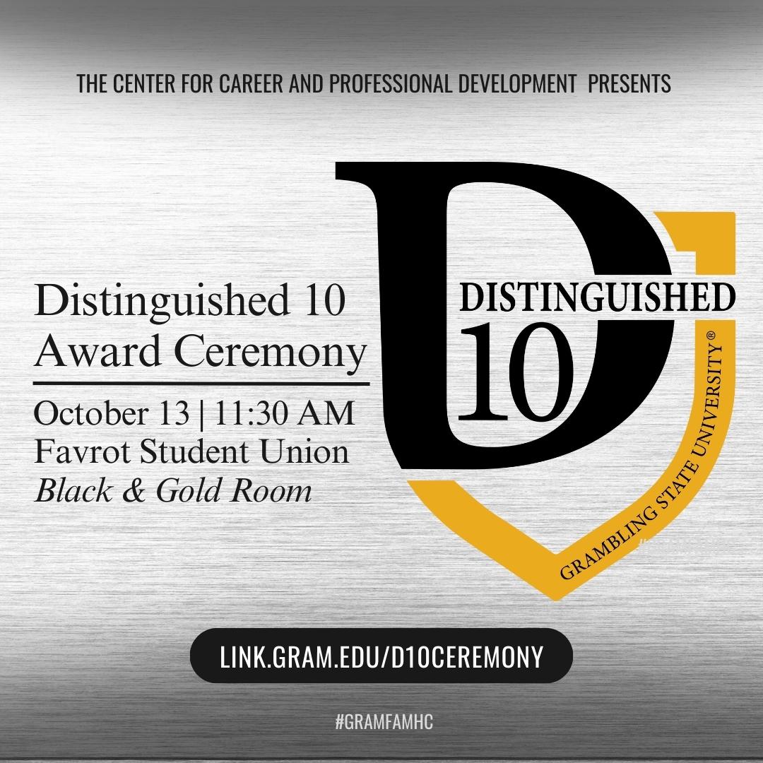 Distinguished 10 Award Ceremony, FSU Black & Gold Room - Fri. Oct 13, 11:30AM