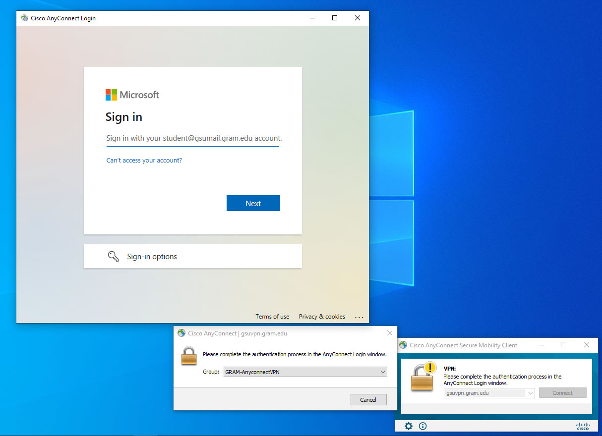 GSU VPN Access Image 5 - VPN Sign-In Screen