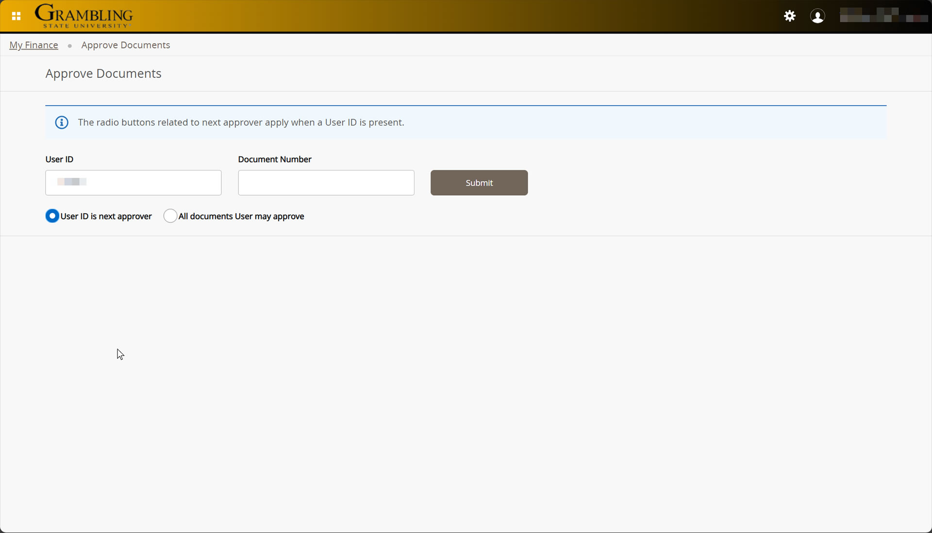 Finance: Approvals Screenshot