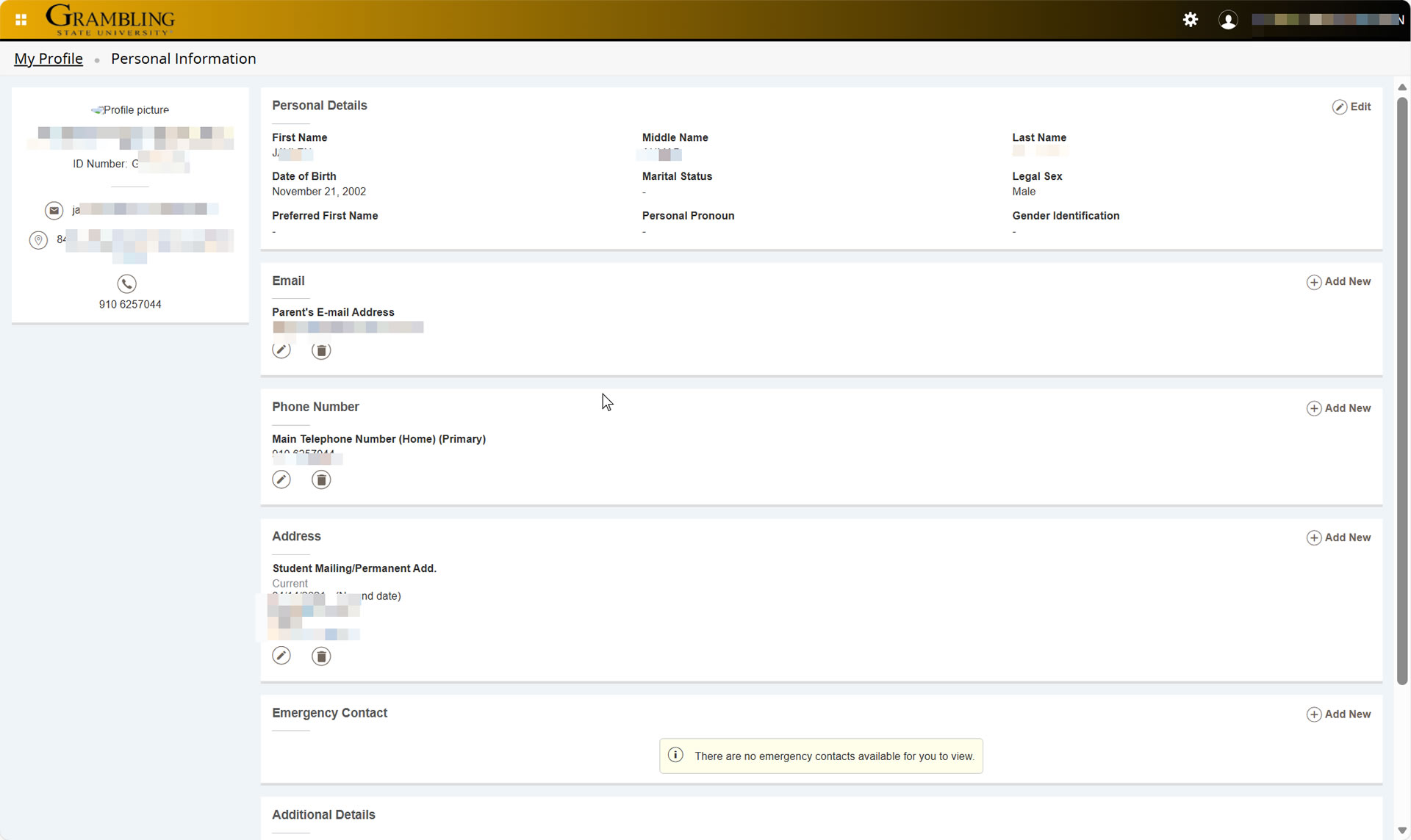 Faculty: Student Schedule Screenshot