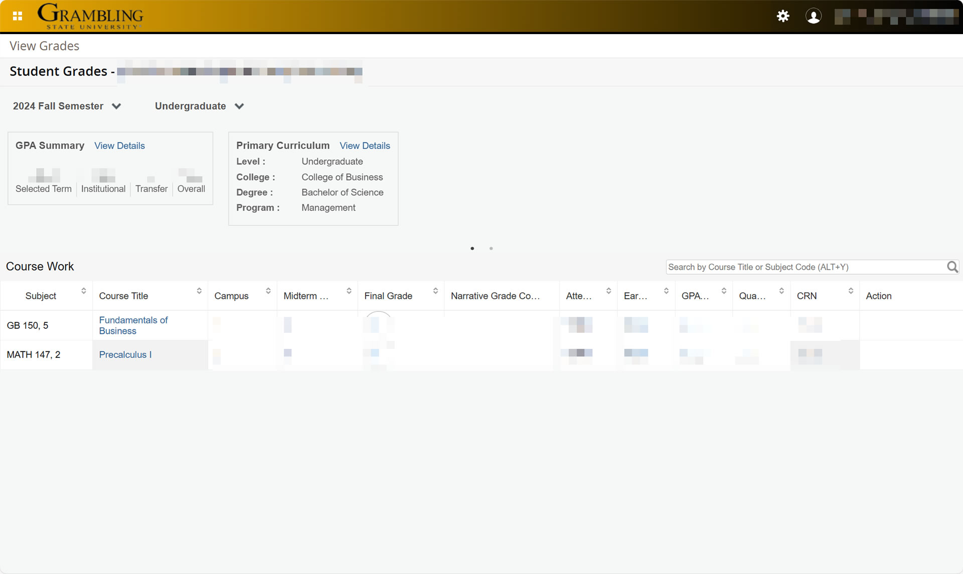 Student: View Grades Banner 9 Screenshot